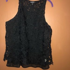Black sheer lace express top